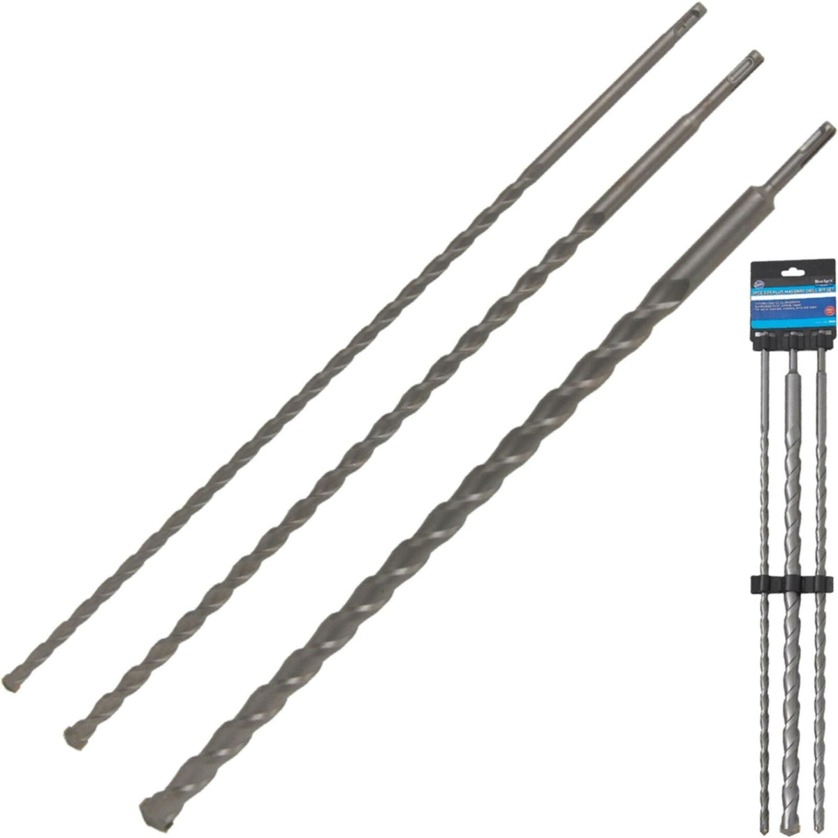 BlueSpot 3pc 600nmm SDS Plus Drill Masonry Brick Stone Bit Set 12 - 24mm