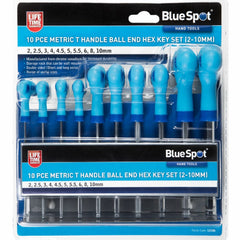 BlueSpot 10pc Long Metric Ball Point Hex Allen Key Set 2mm - 10mm T Handle Keys