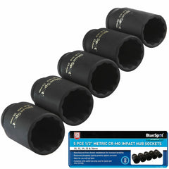 BlueSpot 4pc Metric Deep Impact Socket Set 30, 32, 34 35 & 36mm 1/2" 12 Point