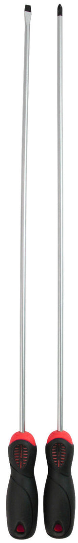 Dekton 2pc PZ2 & Flat Head Extra Long Screwdriver Set 450mm with Magnetic Tip