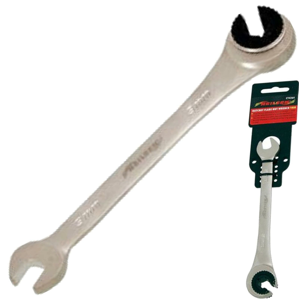 Neilsen 9mm Flare Nut Wrench Ratchet & Standard Open Ended Brake Pipe Spanner