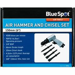 BlueSpot Air Hammer Chisel Set With 4 Chisels Compact Design Tool For Compressor