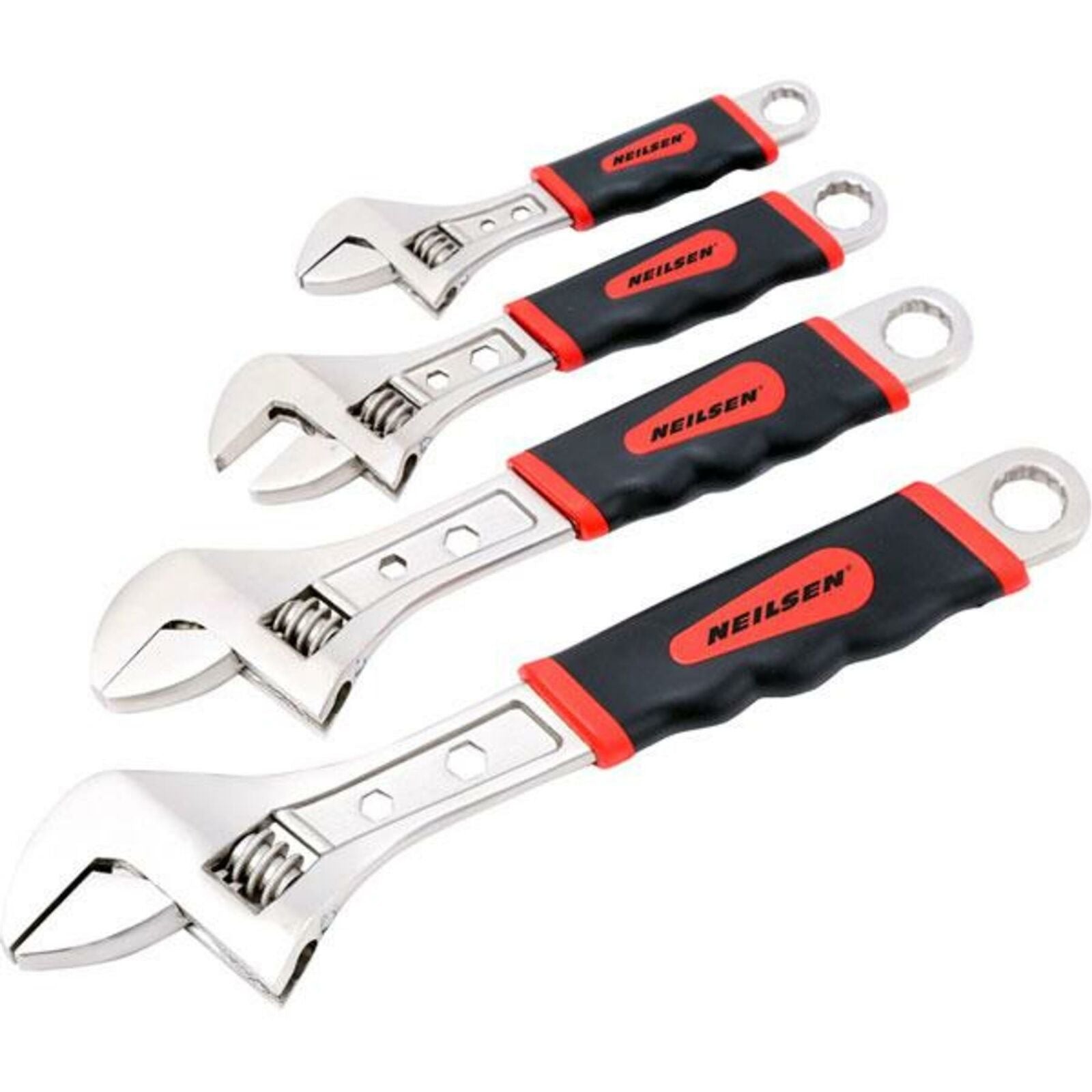 Neilsen 4pc Adjustable Spanner Wrench Soft Grip Handle 150mm 200mm 250mm 300mm