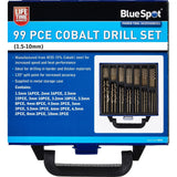 BlueSpot Cobalt Drill Bit Set Jobber Bits 1.5mm - 10mm 99pc Metal Wood