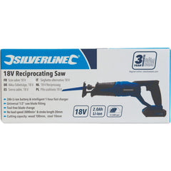 Silverline 18v Reciprocating Saw Variable Speed Corded Recip Sawing Cutting Tool