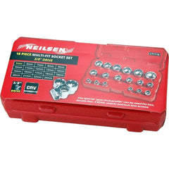 Neilsen Metric Multi Drive Sockets 6mm - 24mm Socket Set In Bmc 18pc 3/8"