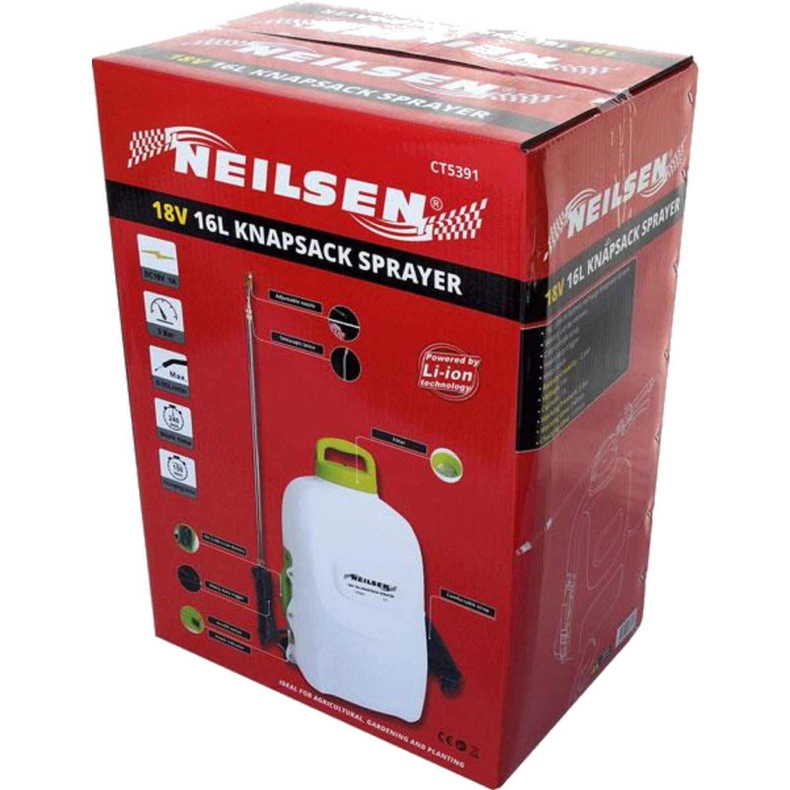 Neilsen 16 Litre Electric Knapsack Battery 12v Sprayer Garden Pump Spray