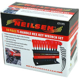 Neilsen 10pc Long Metric Hex Allen key Wrench Set 2mm - 10mm T Handle Keys