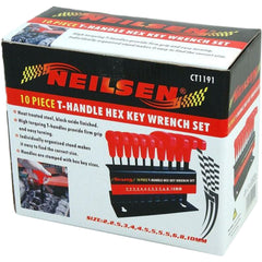 Neilsen 10pc Long Metric Hex Allen key Wrench Set 2mm - 10mm T Handle Keys