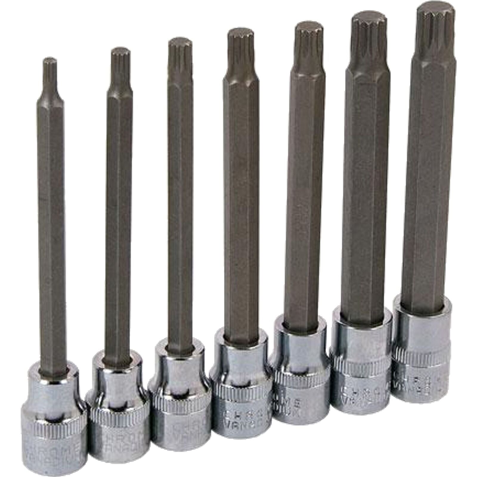 Neilsen 7pc Extra Long Spline Hex Bit Set 3/8" Drive Socket 4mm - 10mm