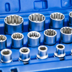 BlueSpot 19pc Gear Lock Multi Socket Set 8-32mm 1/2" Dr Double Hex T Star AF MM