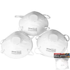 Dekton 3pc Dust Protection Valved Face Mouth Respirator Mask With Valve FFP1