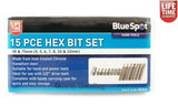 BlueSpot 15pc Allen Key Hex Hexagon 1/2" Drive Bit Socket Set H4 to H12