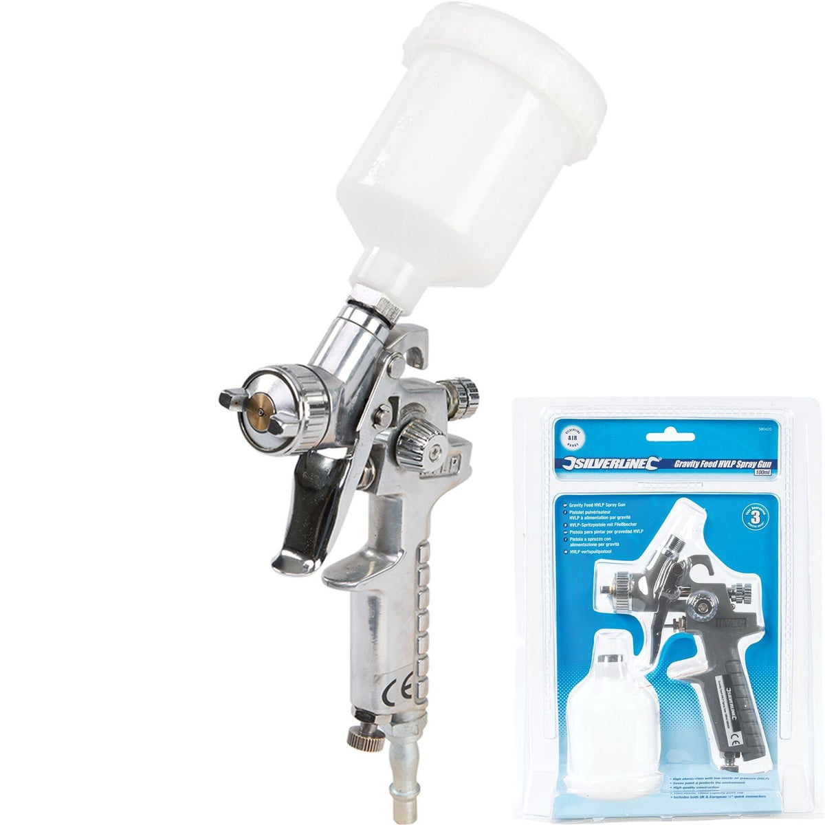 Bluespot HVLP Gravity Feed Air Paint Spray Gun 100ml Cup With 1mm Nozzle