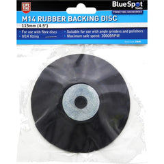 BlueSpot Grinder Backing Pad M14 Thread Black Rubber Plate Disc 115mm 4 1/2"