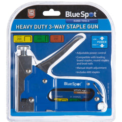 Bluespot 3 Way Heavy Duty Staple Gun 600 Staples Adjustable Stapler Upholstery