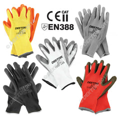 12 Pairs Work Gloves Safety Latex PU Nitrile  Black White Orange Grey Red