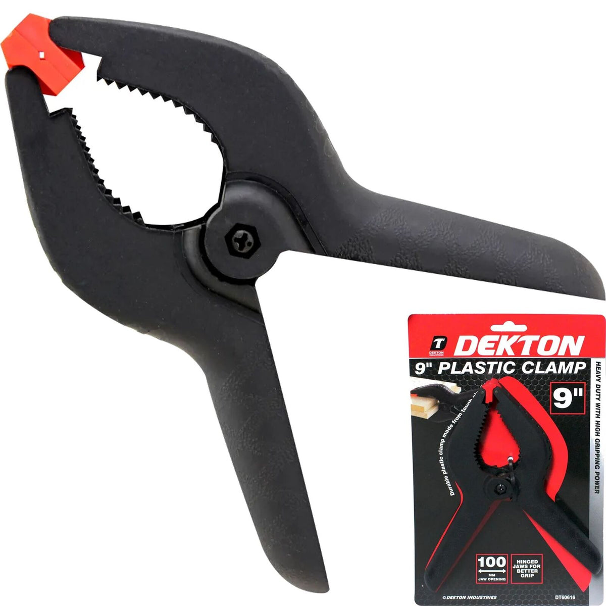 Dekton Spring Quick-Grip Wood Work Carpentry Plastic Clamps 230mm 9" 100mm Jaw