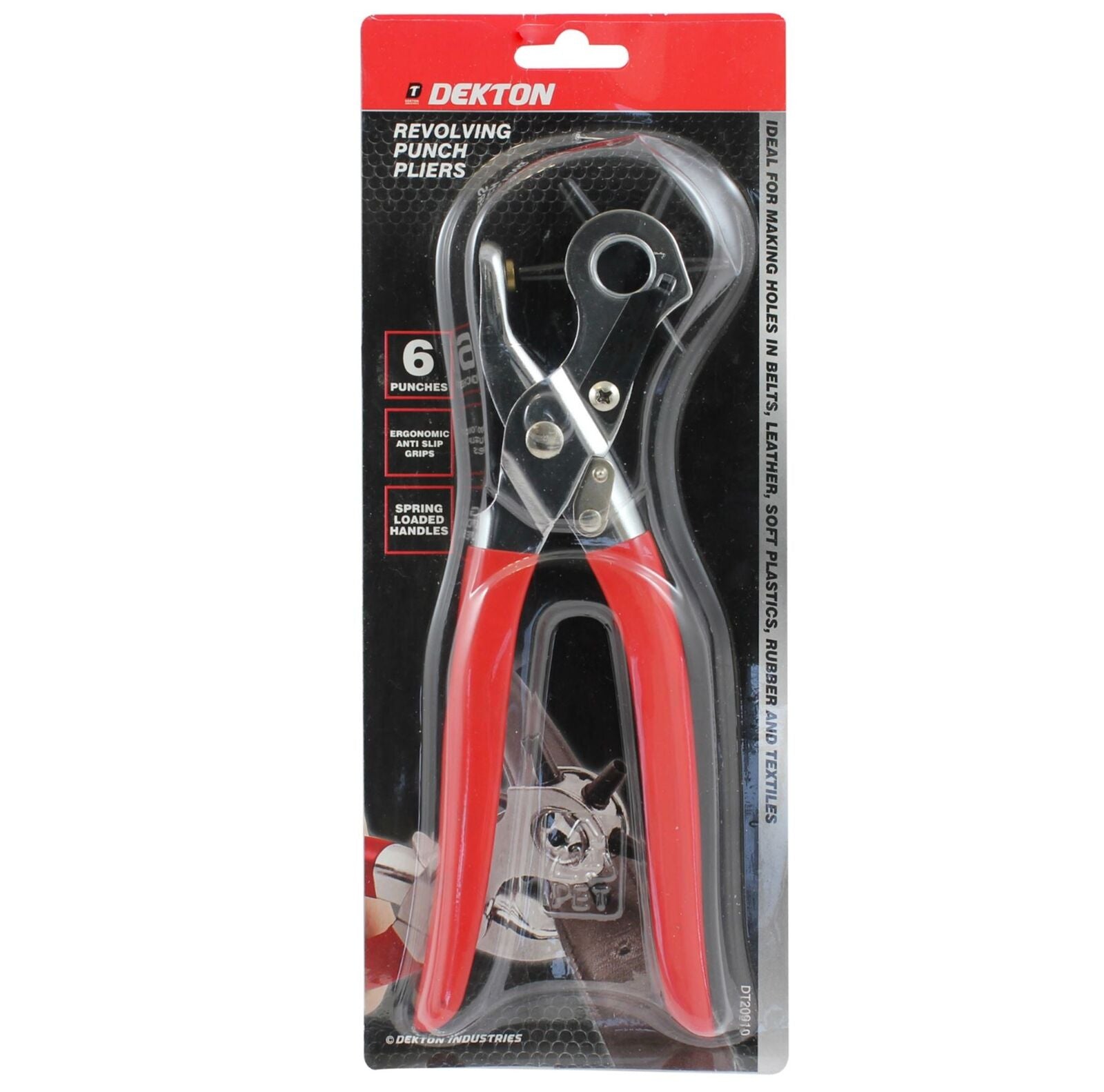 Dekton Revolving Leather Hole Punch Plier Puncher For Belts Cut Eyelet 6 Sizes