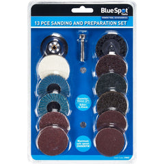 Bluespot 12pc Sanding Pads & Preparation Set Buffing Stripping Disc 2" 50mm 1/4"