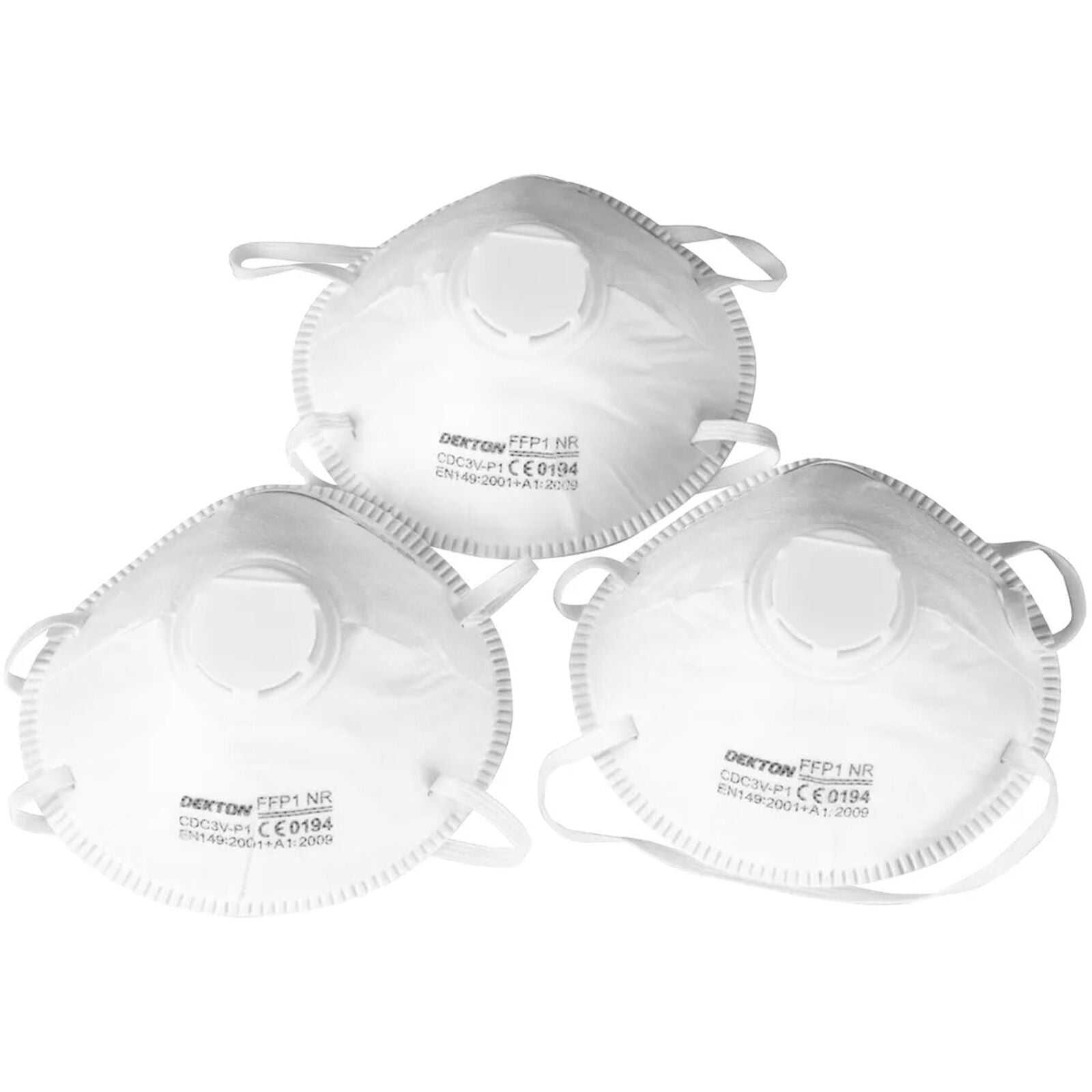 Dekton 3pc Dust Protection Valved Face Mouth Respirator Mask With Valve FFP1