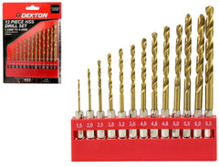 Dekton 13pc HSS Drill Metal Bits Set Titanium Coated 1/4" Hex Fits Impact Driver