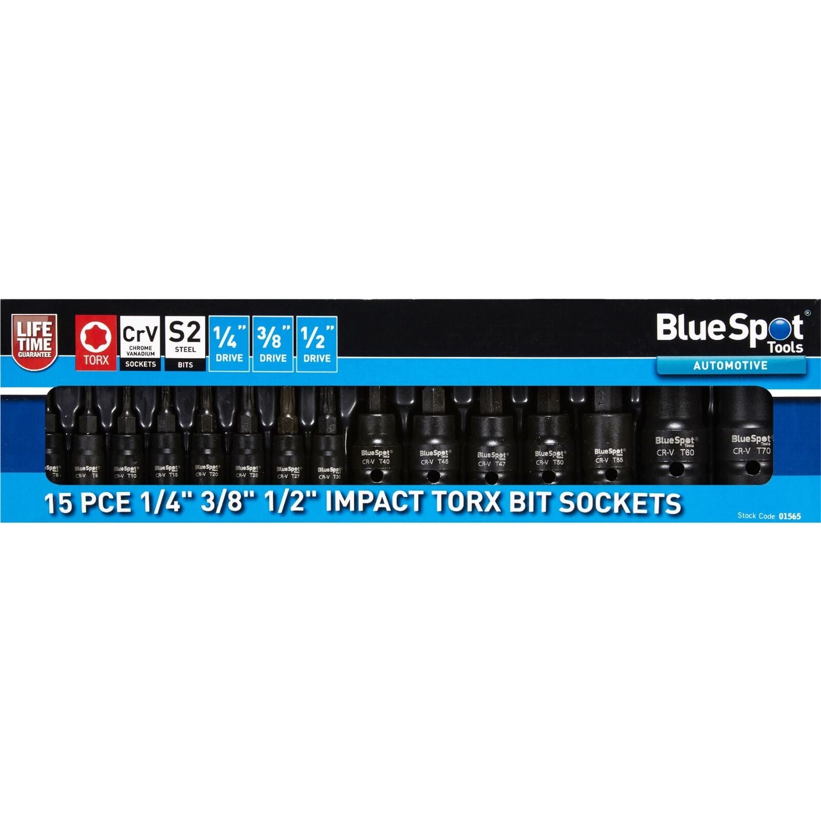 BlueSpot  Impact Key Torx 1/4" 3/8" 1/2" Drive Bit Socket Set Bits