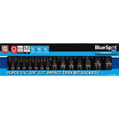 BlueSpot  Impact Key Torx 1/4" 3/8" 1/2" Drive Bit Socket Set Bits