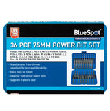 BlueSpot 36 pc 75mm Long Screwdriver Bits Set Pozi Slotted Hex Spline & Torx
