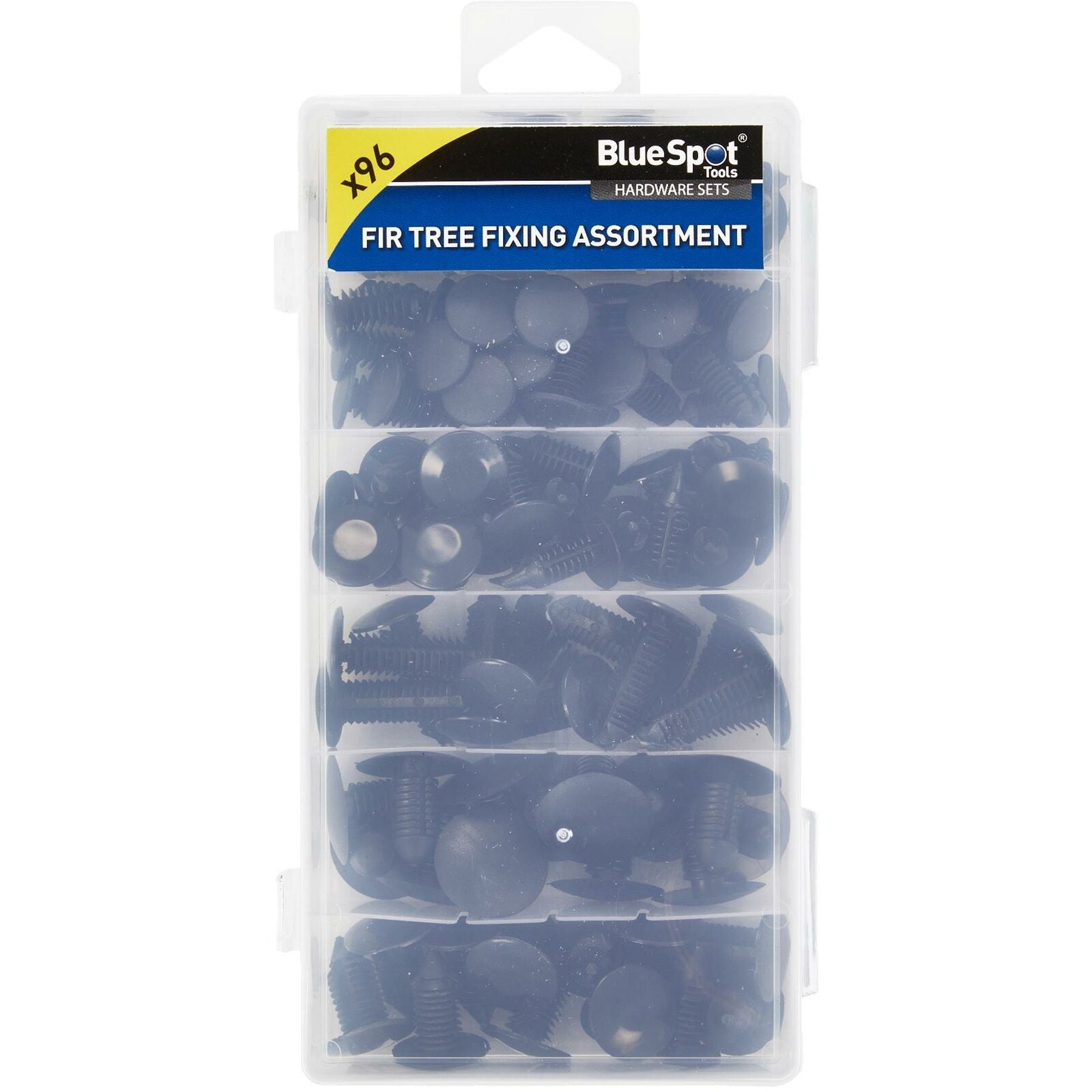 BlueSpot 96pc Assorted DIY Workshop Storage Automotive Fir Tree Fixing Clip Set