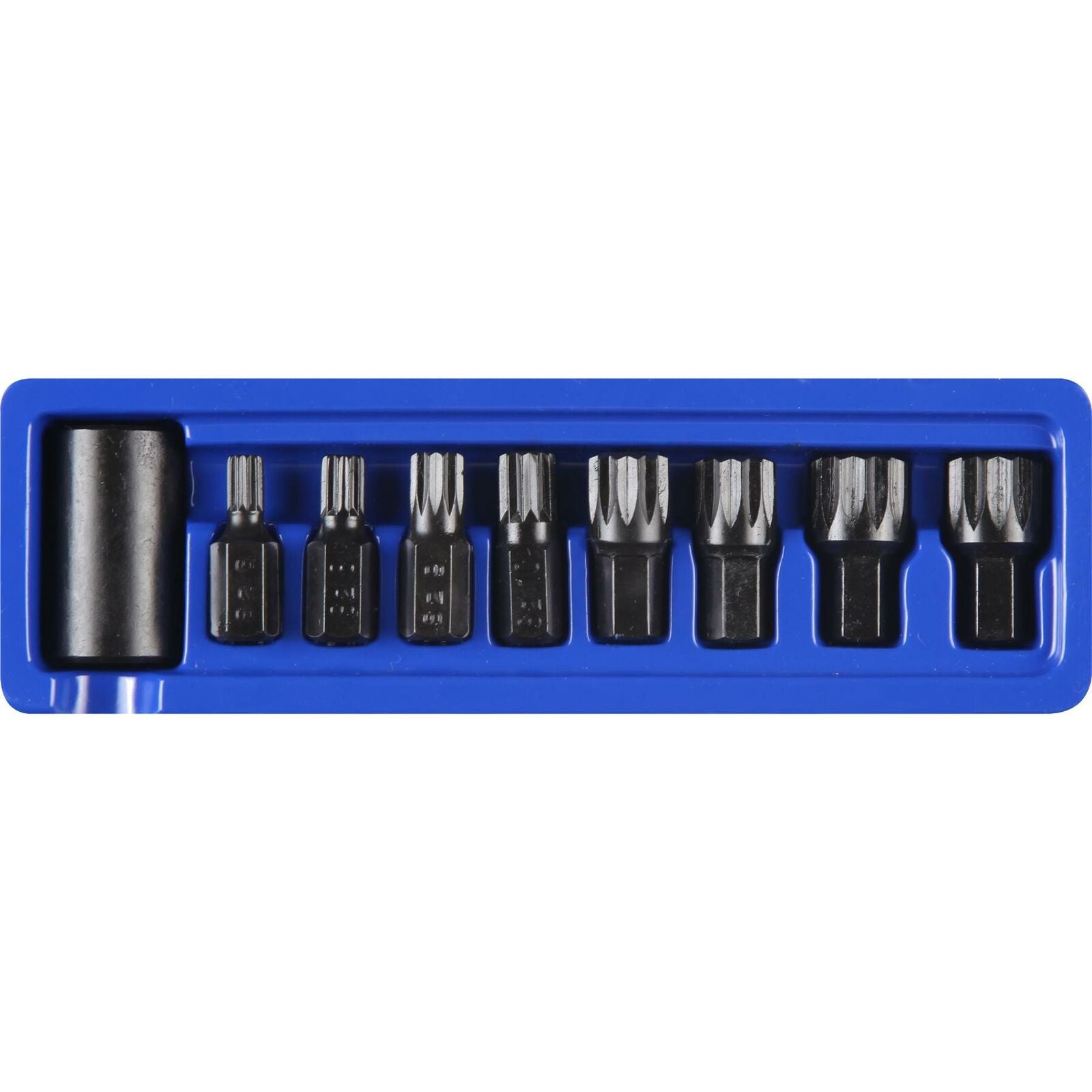 BlueSpot 9pc Impact Spline Bit Socket Set M6-M18 S2 Steel 1/2" Drive