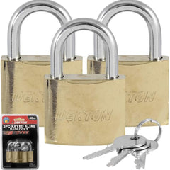 Dekton 3pc 40mm Short Steel Shackle Outdoor Security Padlock & Keys Alike