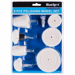 BlueSpot 8pc Metal Cleaning Polishing Buffing Cloth Pad Mop Wheel For Drill