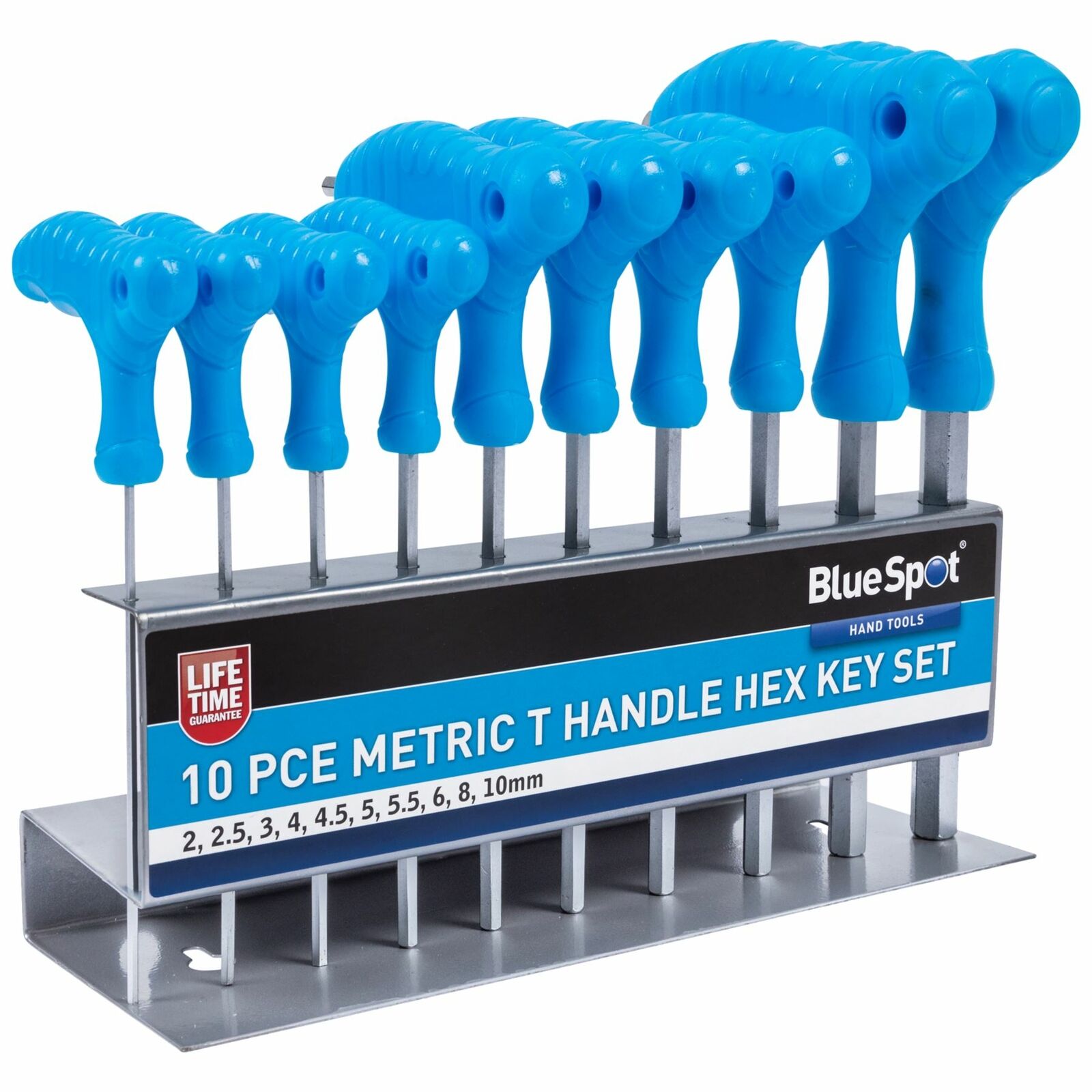 Bluespot 10pc Long Metric Hex Allen Key Set 2mm - 10mm T Handle Double Ended