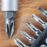Dekton 6pc Magnetic Ratchet Handle Screwdriver Anti Slip Handle Bit Set Pz Flat