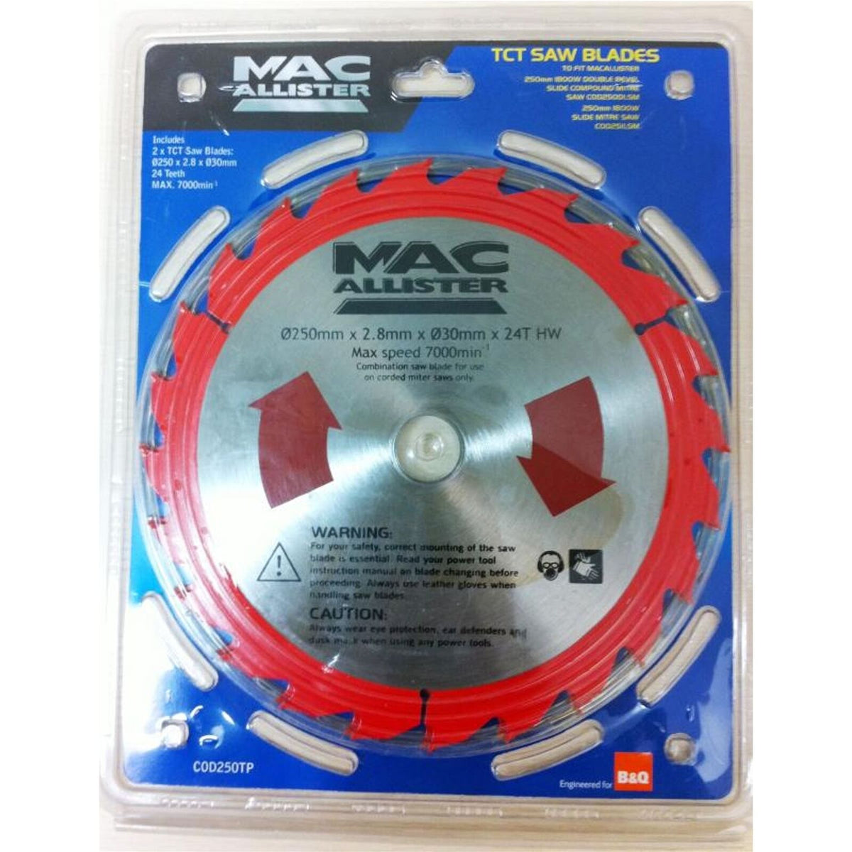 Macallister 2pc Tct Circular Mitre Saw Blade Blades 30mm Bore 24 Teeth 250mm