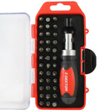 Dekton 38pc Stubby Ratchet Screwdriver Bit Set Torx Hex Pozi Slotted  Phillips