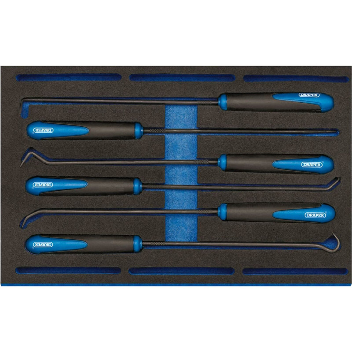 Draper 6pc Long Reach Pick And Hook Eva Foam Tray Probe Set O Ring Seal Remover