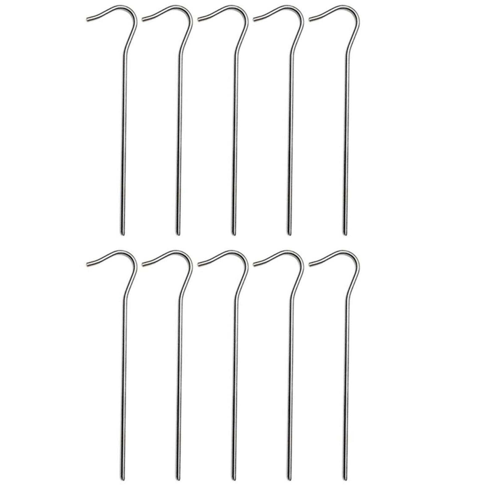 Dekton Pegs Tent Metal Ground Hooks Pins Camping Tarpaulin Gazebo Stakes 10pc