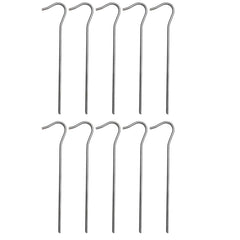 Dekton Pegs Tent Metal Ground Hooks Pins Camping Tarpaulin Gazebo Stakes 10pc