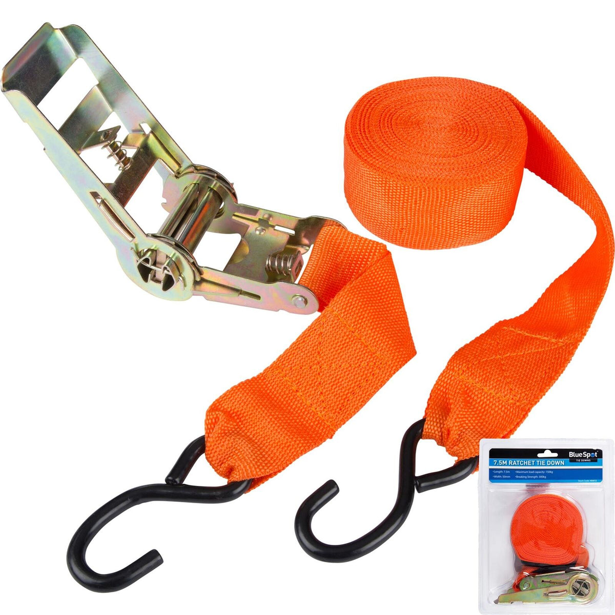 BlueSpot Ratchet Tie Down Cargo Straps 50mm Lashing Truck Trailer Car 7.5M