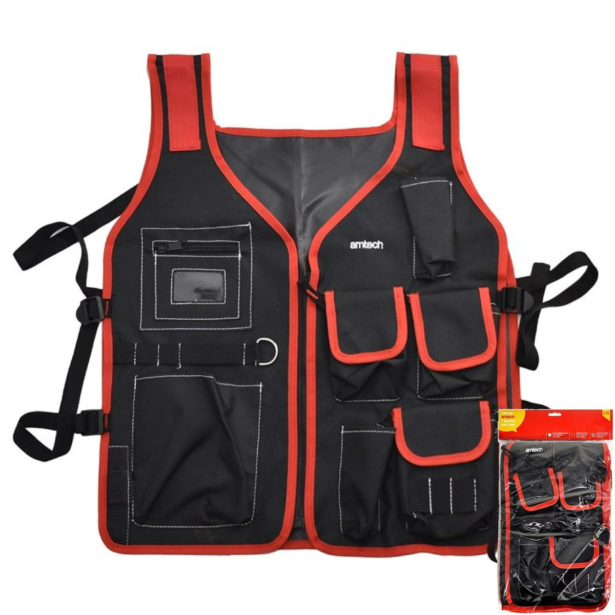 Amtech 7 Pocket Work Tools Vest Carpenter Plumber Electrician Working Body Vest