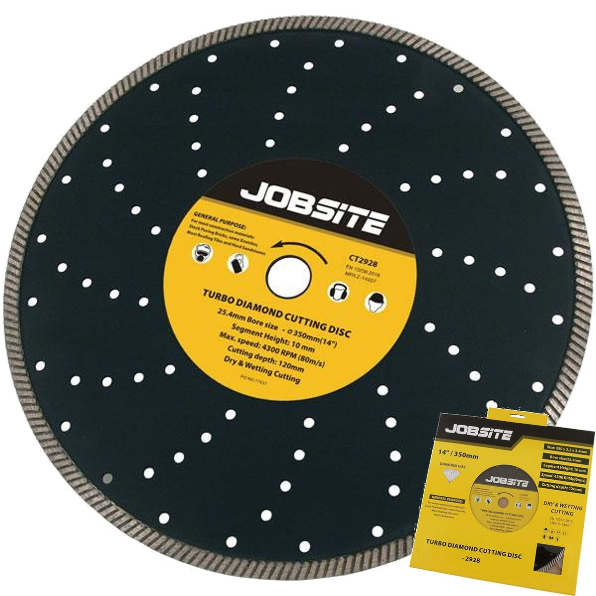 Jobsite Dry & Wetting Diamond Cutting Blade Disc Brick Grinder 350mm 14"