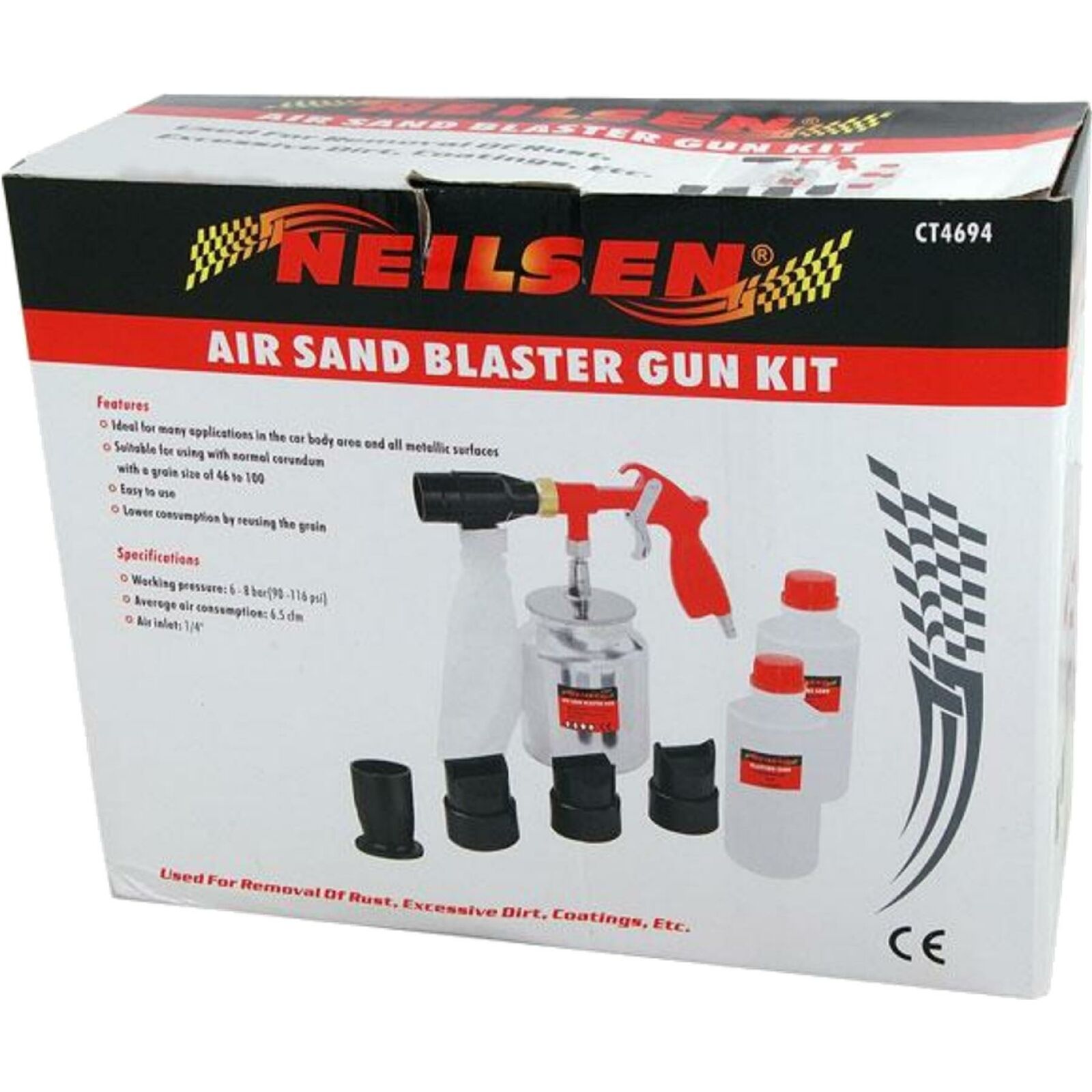 Neilsen Air Shot Sand Blaster Sandblaster Air Compressor Set Rust Coating 1/4"