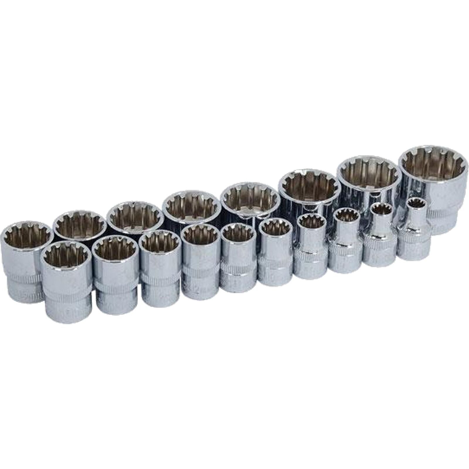 Neilsen Metric Multi Drive Sockets 6mm - 24mm Socket Set In Bmc 18pc 3/8"