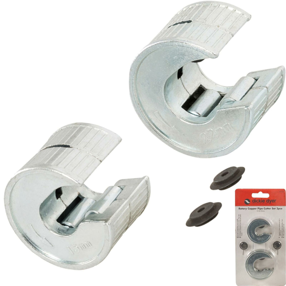Dickie Dyer 2pc Rotary Copper Pipe Tube Cutter Slicer Wheels 15 & 22mm