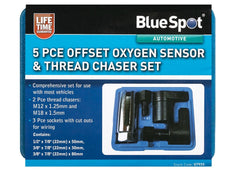 BlueSpot 5pc Deep Oxygen Sensor Socket Thread Chaser 3/8" & 1/2" Set 22mm (7/8")