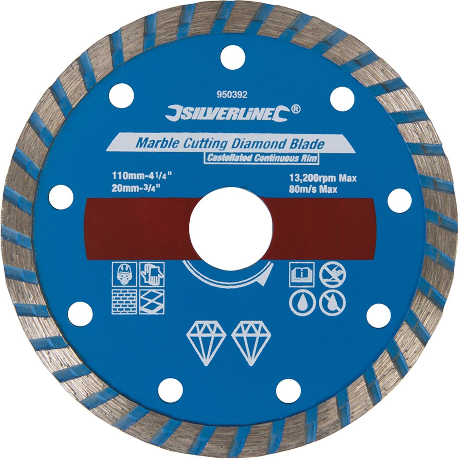 Silverline Marble Cutting Diamond Blade Castellated Continuous Rim 11mm x 20mm