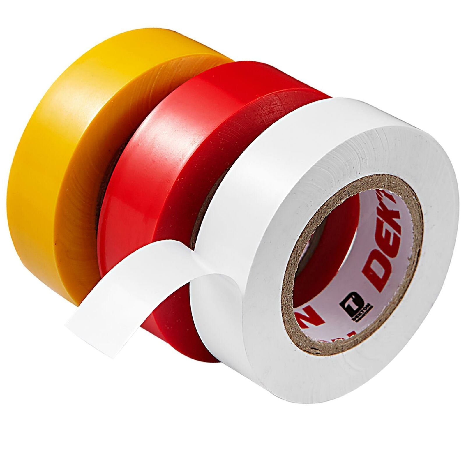 Dekton 3pc Pvc Electrical Insulating Insulation White Red Yellow Tape 15mm X 13m