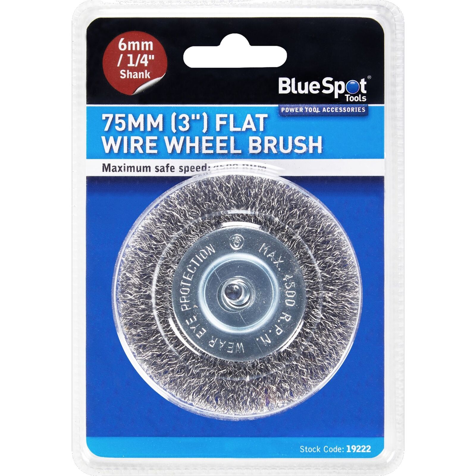 BlueSpot Rotary Flat Steel Wire Brush Crimp  wheel For Drill 75mm 3"